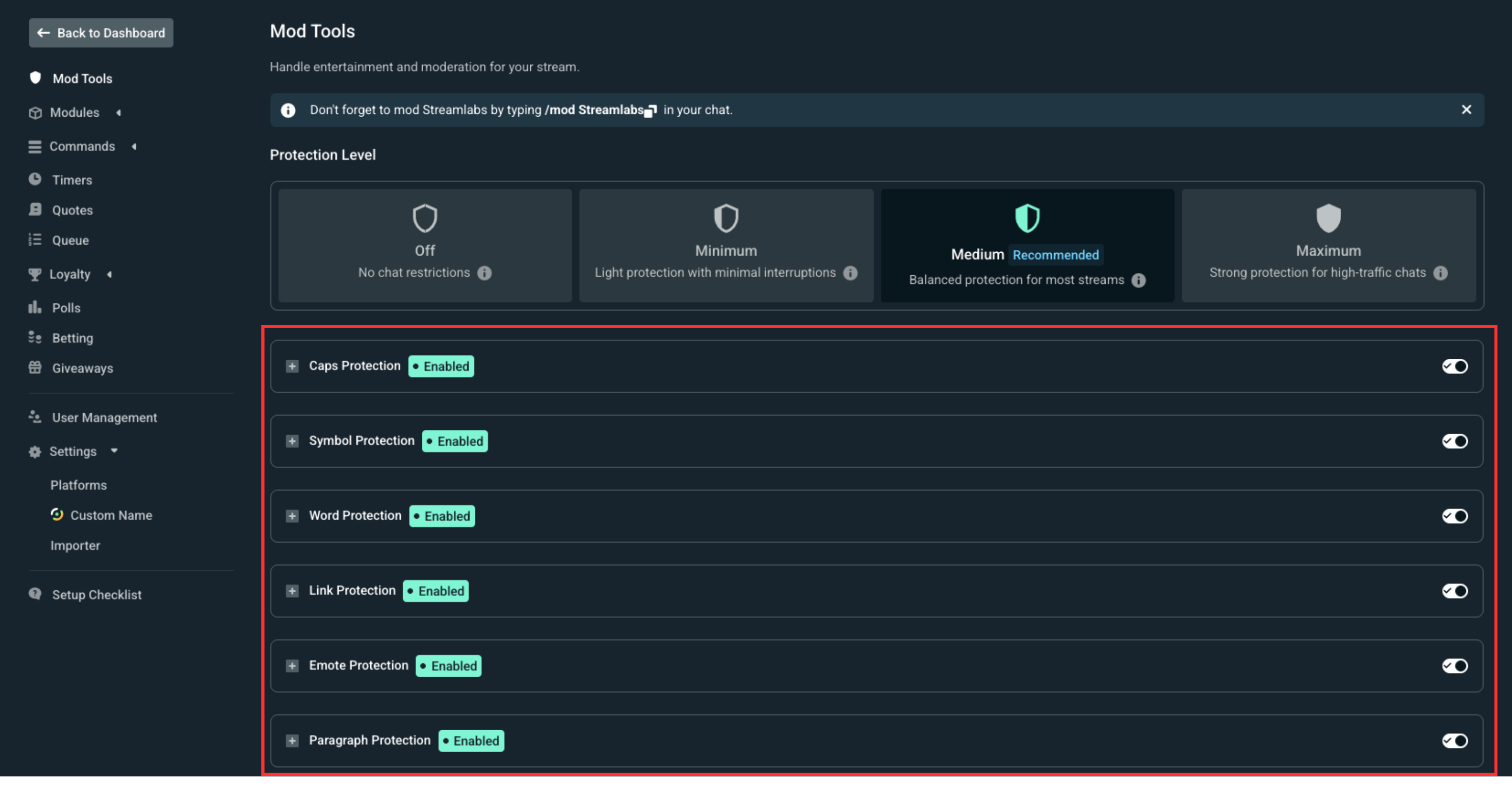 Cloudbot moderation tools and presets